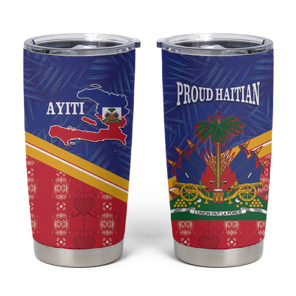 Afro-Haitians Tumbler Cup Proud Ayiti Veve Vodou Royal Palm Leaves - Wonder Print Shop