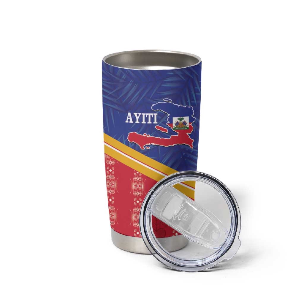 Afro-Haitians Tumbler Cup Proud Ayiti Veve Vodou Royal Palm Leaves - Wonder Print Shop