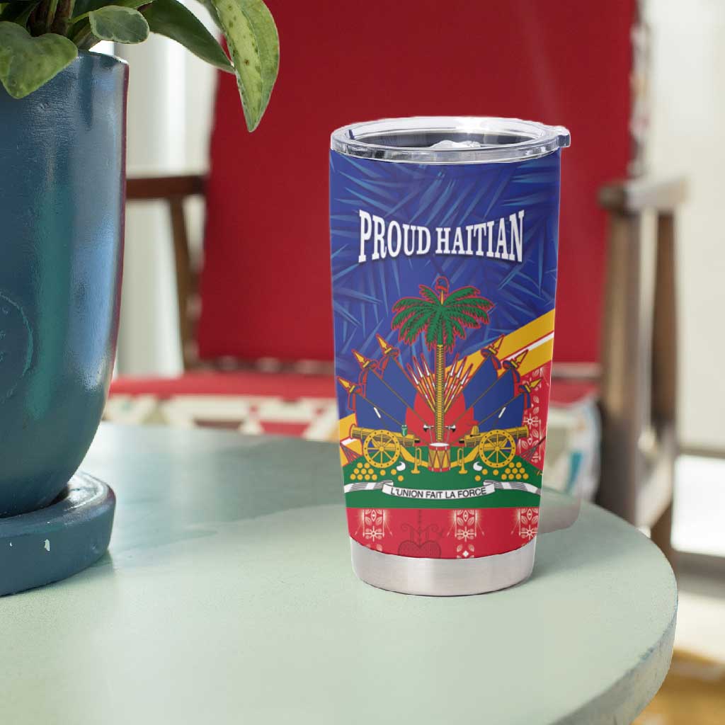 Afro-Haitians Tumbler Cup Proud Ayiti Veve Vodou Royal Palm Leaves - Wonder Print Shop