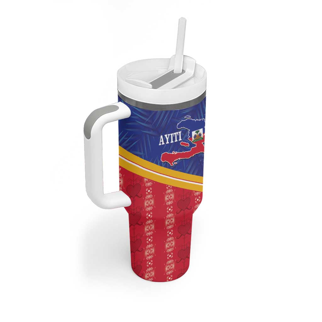 Afro-Haitians Tumbler With Handle Proud Ayiti Veve Vodou Royal Palm Leaves - Wonder Print Shop