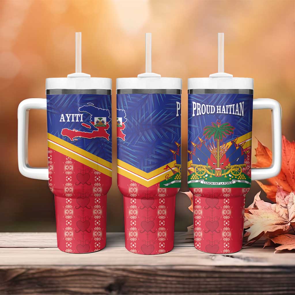 Afro-Haitians Tumbler With Handle Proud Ayiti Veve Vodou Royal Palm Leaves - Wonder Print Shop
