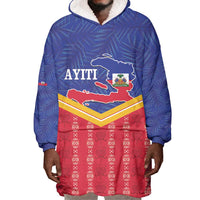 Afro-Haitians Wearable Blanket Hoodie Proud Ayiti Veve Vodou Royal Palm Leaves - Wonder Print Shop