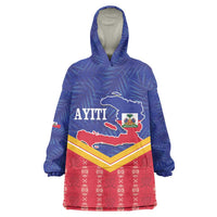 Afro-Haitians Wearable Blanket Hoodie Proud Ayiti Veve Vodou Royal Palm Leaves - Wonder Print Shop