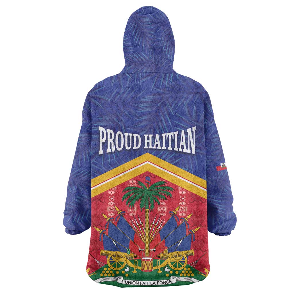 Afro-Haitians Wearable Blanket Hoodie Proud Ayiti Veve Vodou Royal Palm Leaves - Wonder Print Shop