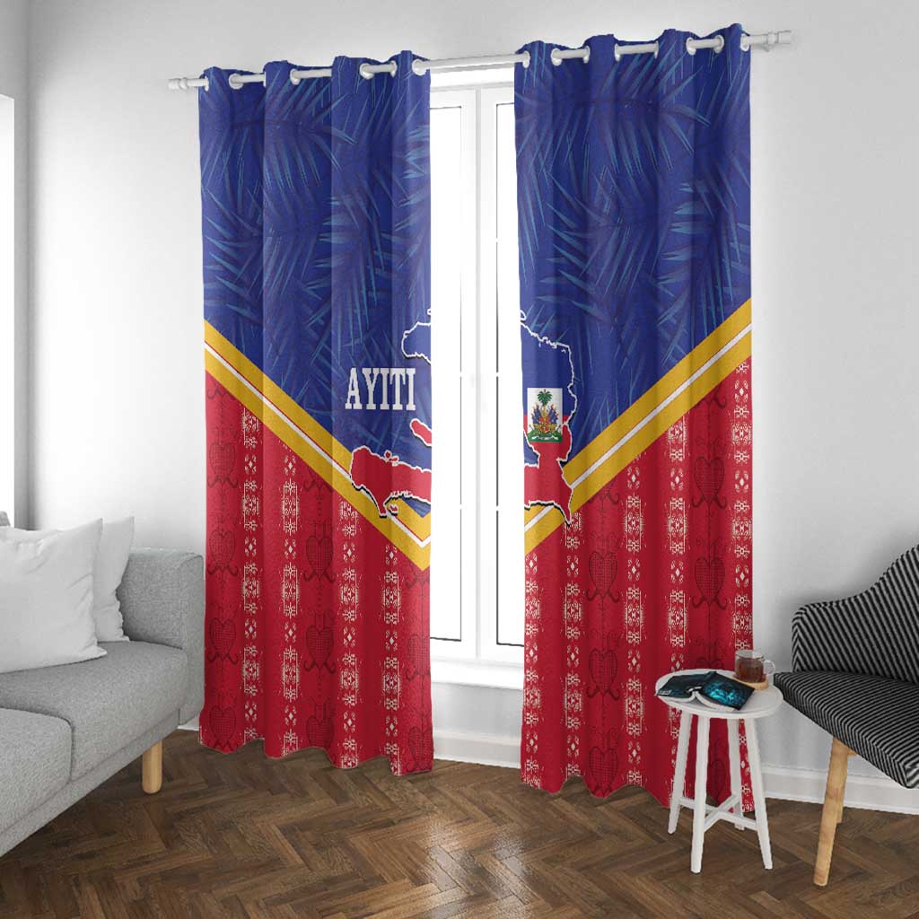 Afro-Haitians Window Curtain Proud Ayiti Veve Vodou Royal Palm Leaves - Wonder Print Shop