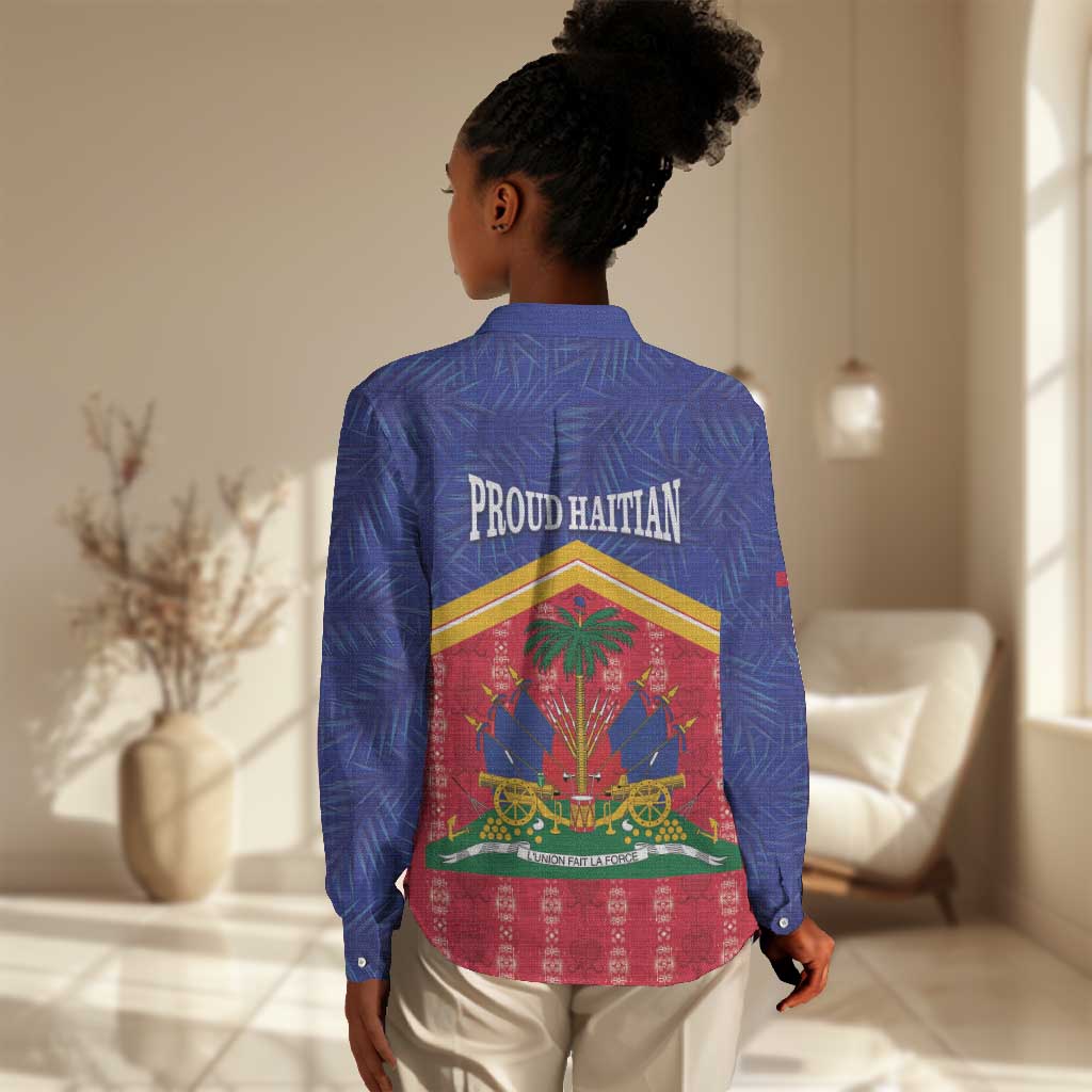 Afro-Haitians Women Casual Shirt Proud Ayiti Veve Vodou Royal Palm Leaves - Wonder Print Shop