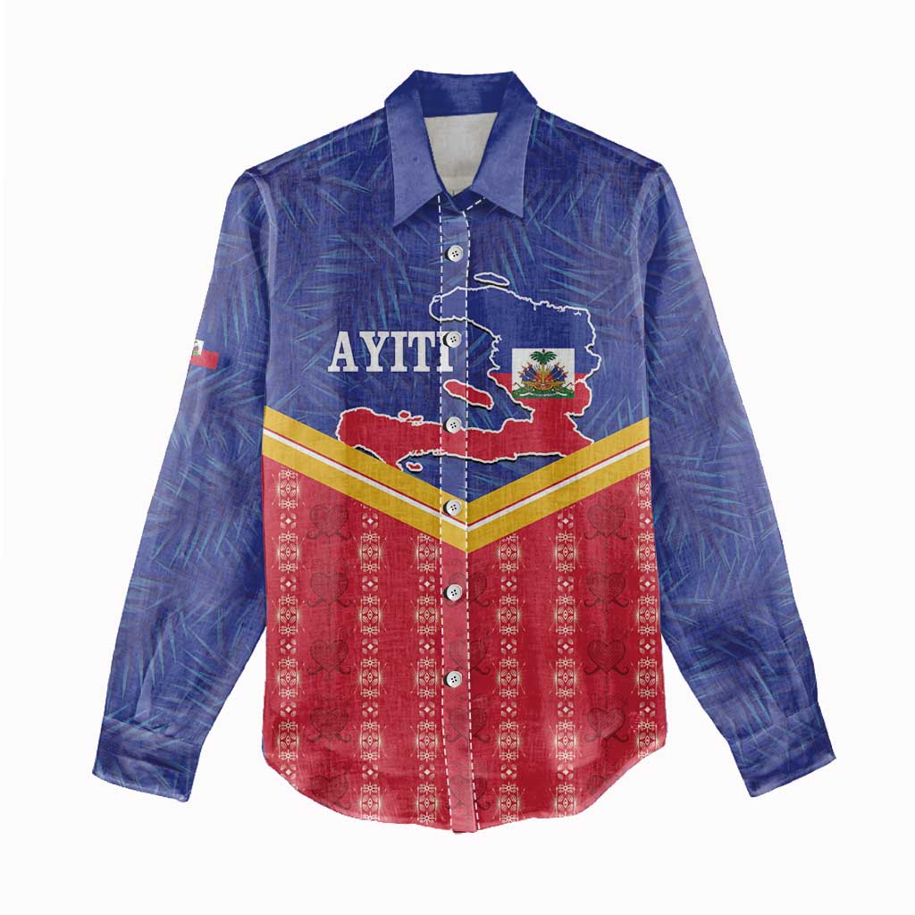 Afro-Haitians Women Casual Shirt Proud Ayiti Veve Vodou Royal Palm Leaves - Wonder Print Shop