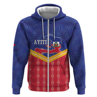 Afro-Haitians Zip Hoodie Proud Ayiti Veve Vodou Royal Palm Leaves - Wonder Print Shop