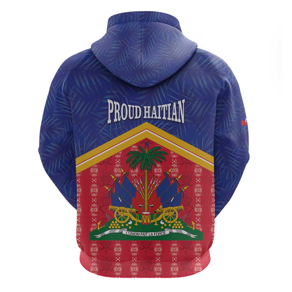 Afro-Haitians Zip Hoodie Proud Ayiti Veve Vodou Royal Palm Leaves - Wonder Print Shop