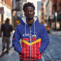 Afro-Haitians Zip Hoodie Proud Ayiti Veve Vodou Royal Palm Leaves - Wonder Print Shop