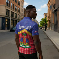 Afro-Haitians Zipper Polo Shirt Proud Ayiti Veve Vodou Royal Palm Leaves - Wonder Print Shop