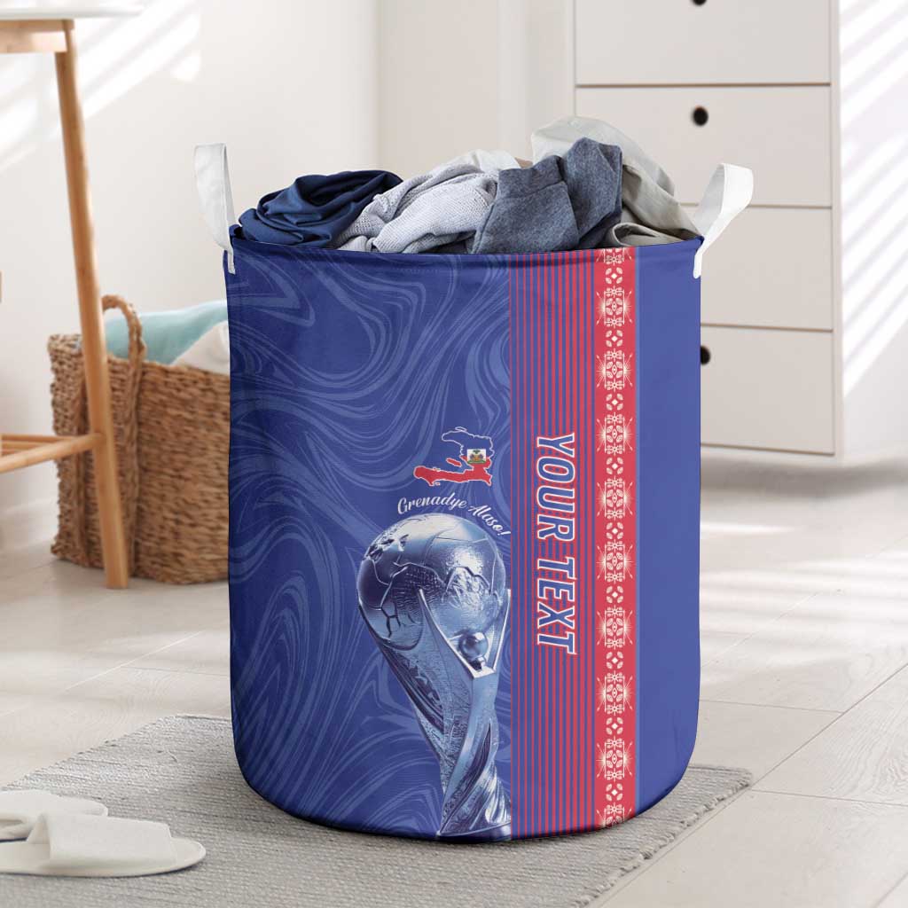 Custom Afro-Haiti Football Laundry Basket 2026 Grenadye Alaso Blue Version - Wonder Print Shop
