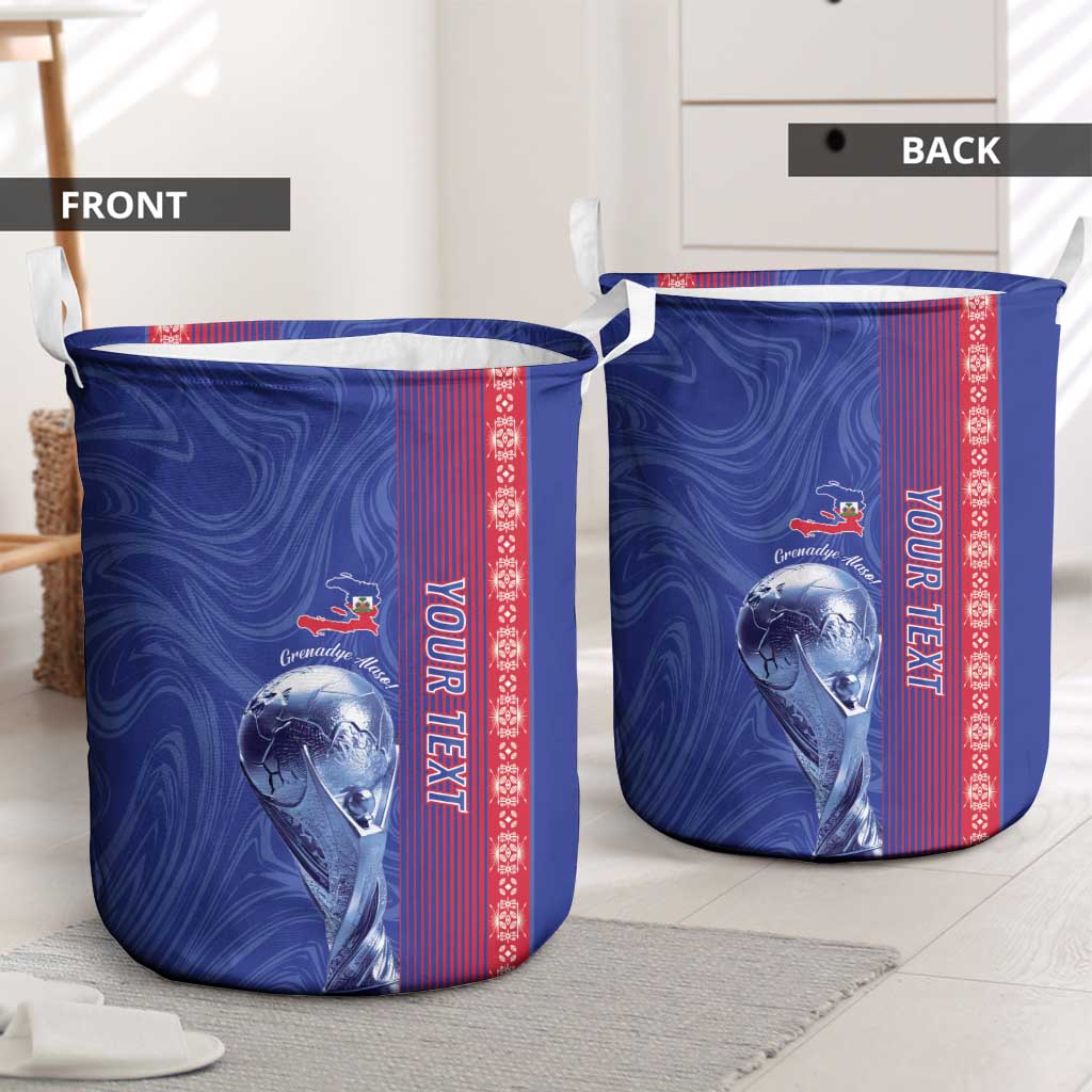 Custom Afro-Haiti Football Laundry Basket 2026 Grenadye Alaso Blue Version - Wonder Print Shop