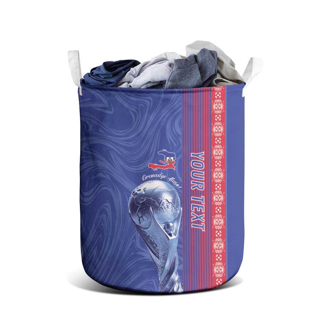 Custom Afro-Haiti Football Laundry Basket 2026 Grenadye Alaso Blue Version - Wonder Print Shop