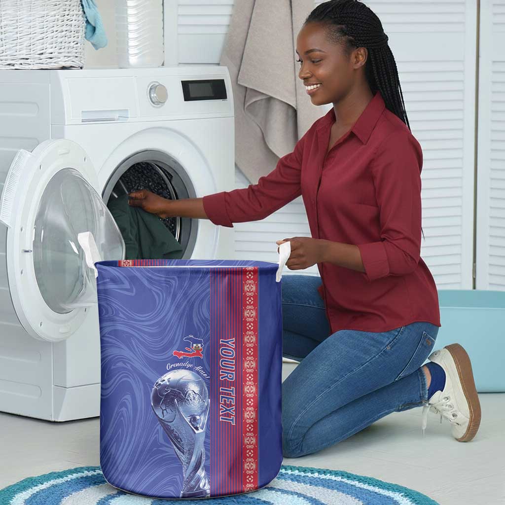 Custom Afro-Haiti Football Laundry Basket 2026 Grenadye Alaso Blue Version - Wonder Print Shop