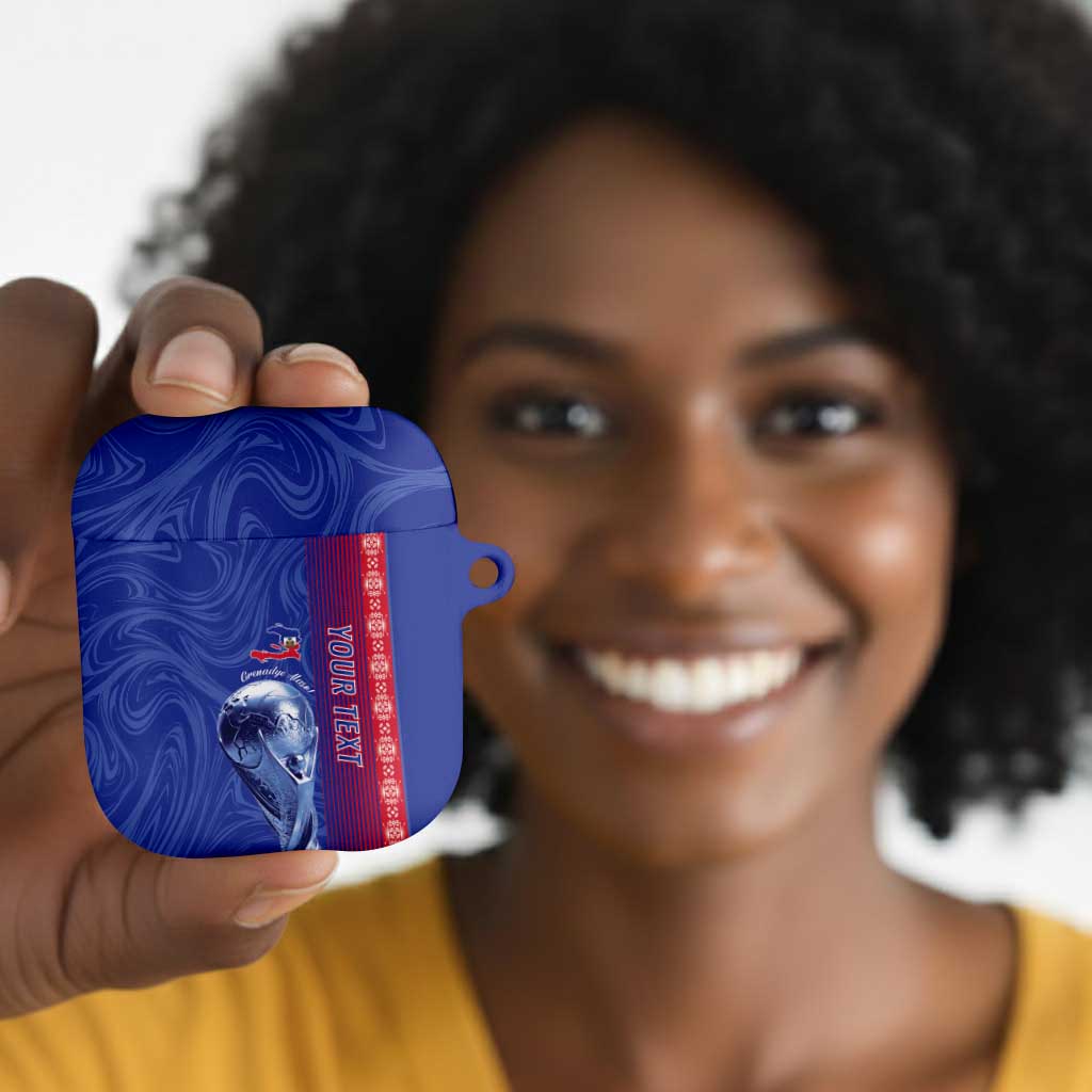 Custom Afro-Haiti Football AirPods Case 2026 Grenadye Alaso Blue Version - Wonder Print Shop