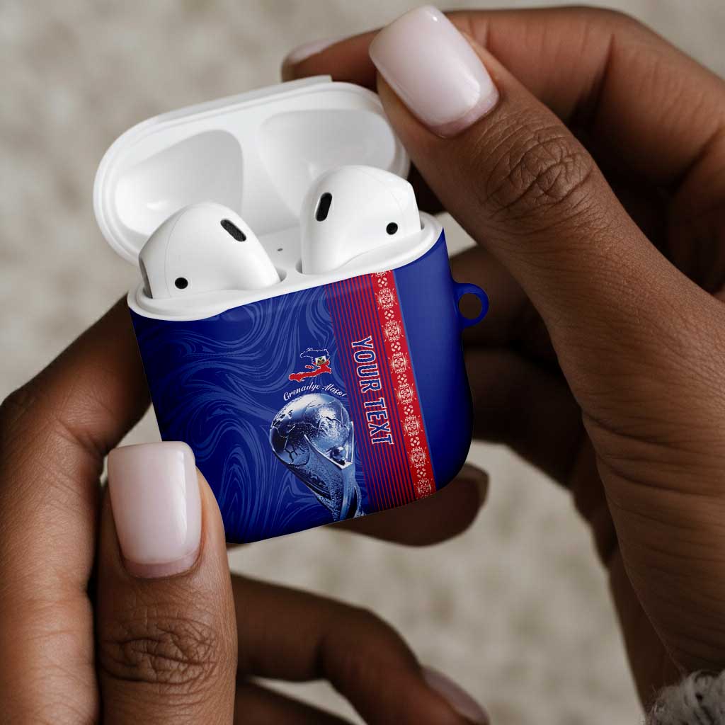 Custom Afro-Haiti Football AirPods Case 2026 Grenadye Alaso Blue Version - Wonder Print Shop