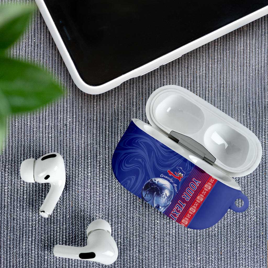 Custom Afro-Haiti Football AirPods Case 2026 Grenadye Alaso Blue Version - Wonder Print Shop