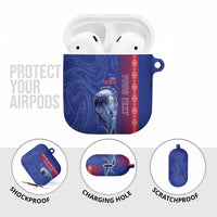 Custom Afro-Haiti Football AirPods Case 2026 Grenadye Alaso Blue Version - Wonder Print Shop