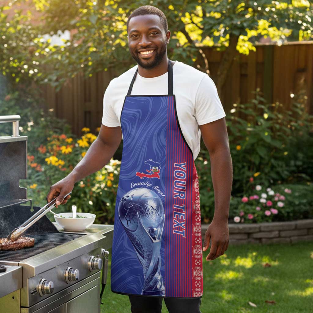 Custom Afro-Haiti Football Apron 2026 Grenadye Alaso Blue Version - Wonder Print Shop