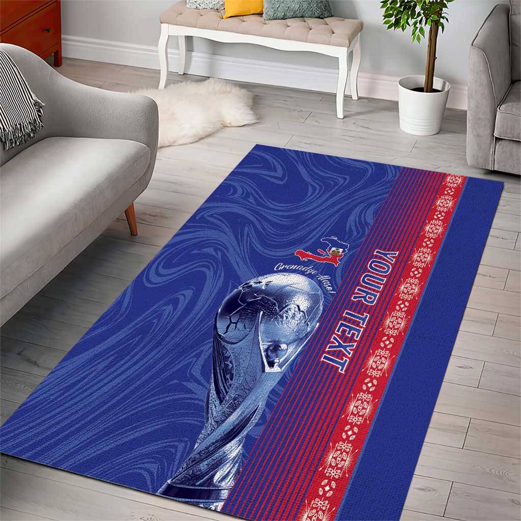 Custom Afro-Haiti Football Area Rug 2026 Grenadye Alaso Blue Version - Wonder Print Shop