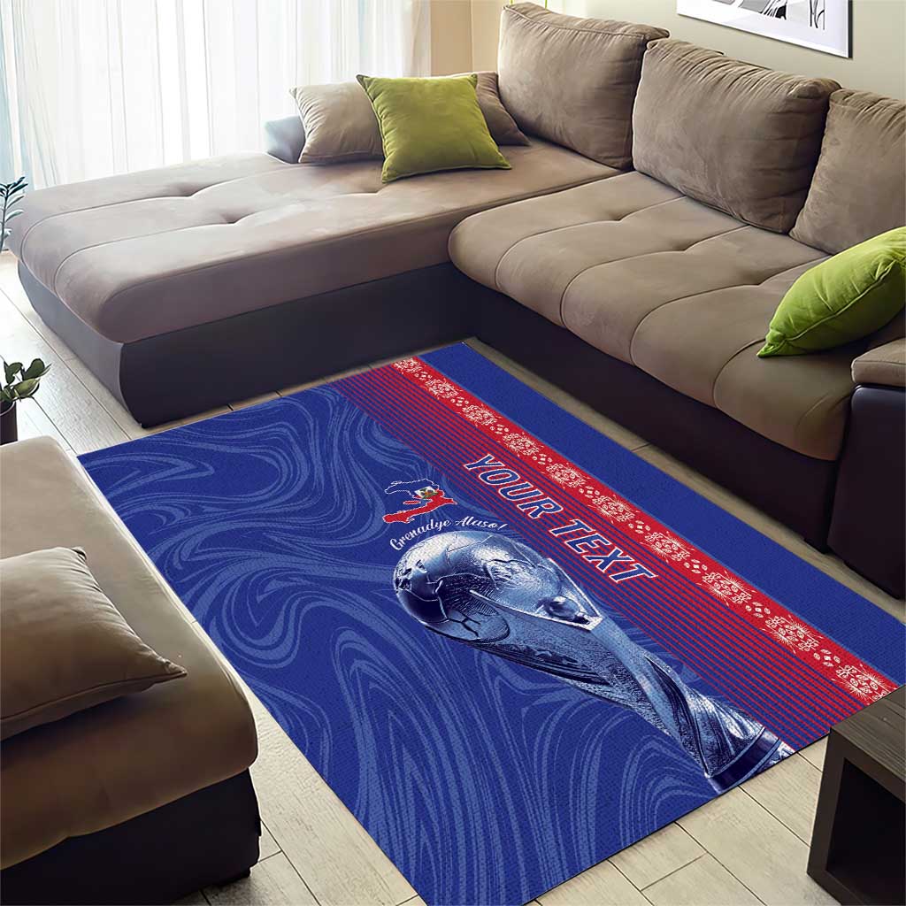Custom Afro-Haiti Football Area Rug 2026 Grenadye Alaso Blue Version - Wonder Print Shop