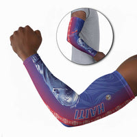 Custom Afro-Haiti Football Arm Sleeves 2026 Grenadye Alaso Blue Version - Wonder Print Shop