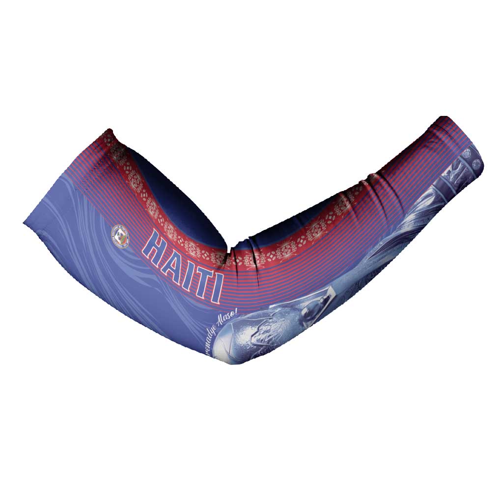 Custom Afro-Haiti Football Arm Sleeves 2026 Grenadye Alaso Blue Version - Wonder Print Shop