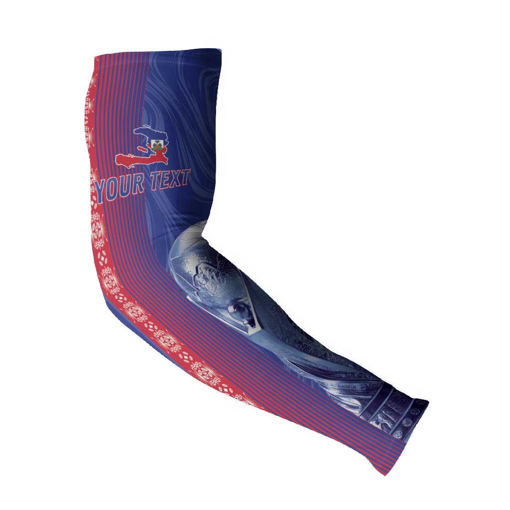 Custom Afro-Haiti Football Arm Sleeves 2026 Grenadye Alaso Blue Version - Wonder Print Shop