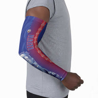Custom Afro-Haiti Football Arm Sleeves 2026 Grenadye Alaso Blue Version - Wonder Print Shop