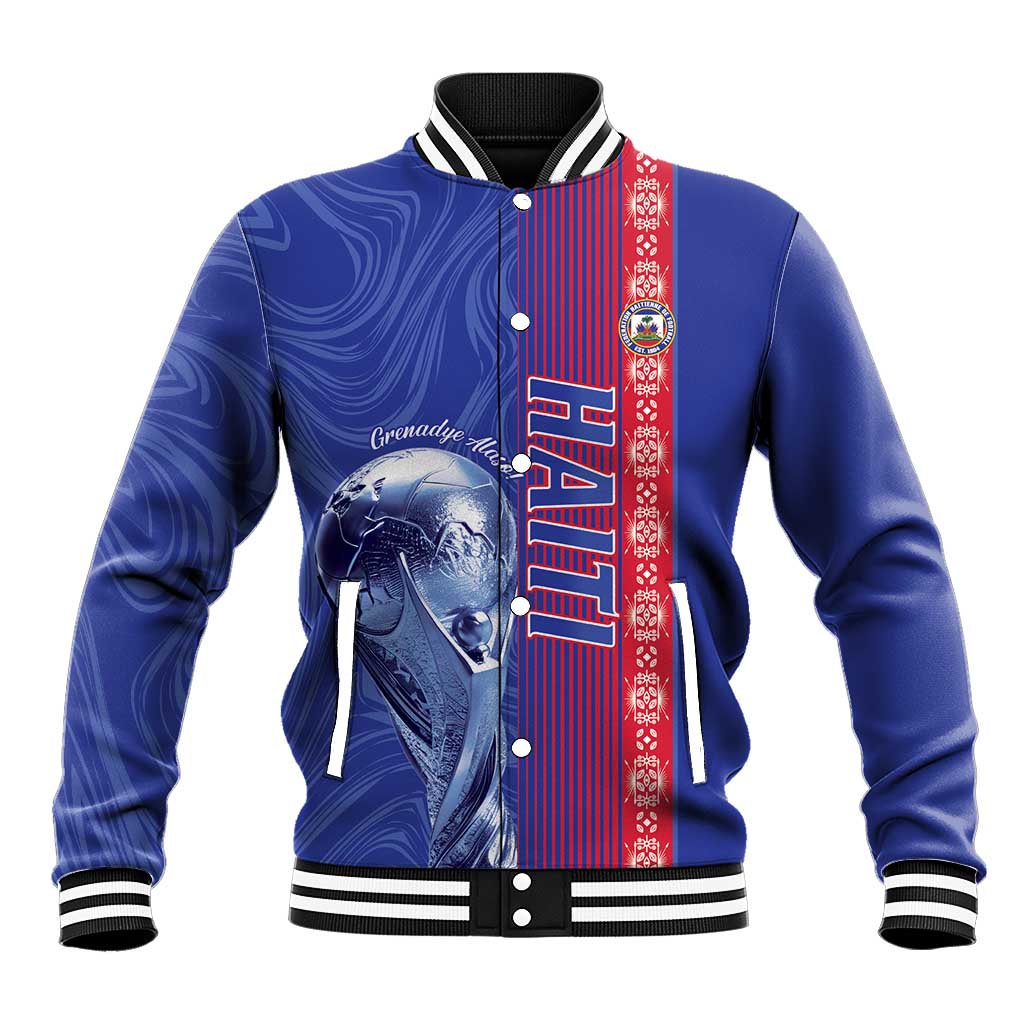 Custom Afro-Haiti Football Baseball Jacket 2026 Grenadye Alaso Blue Version - Wonder Print Shop