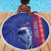 Custom Afro-Haiti Football Beach Blanket 2026 Grenadye Alaso Blue Version - Wonder Print Shop