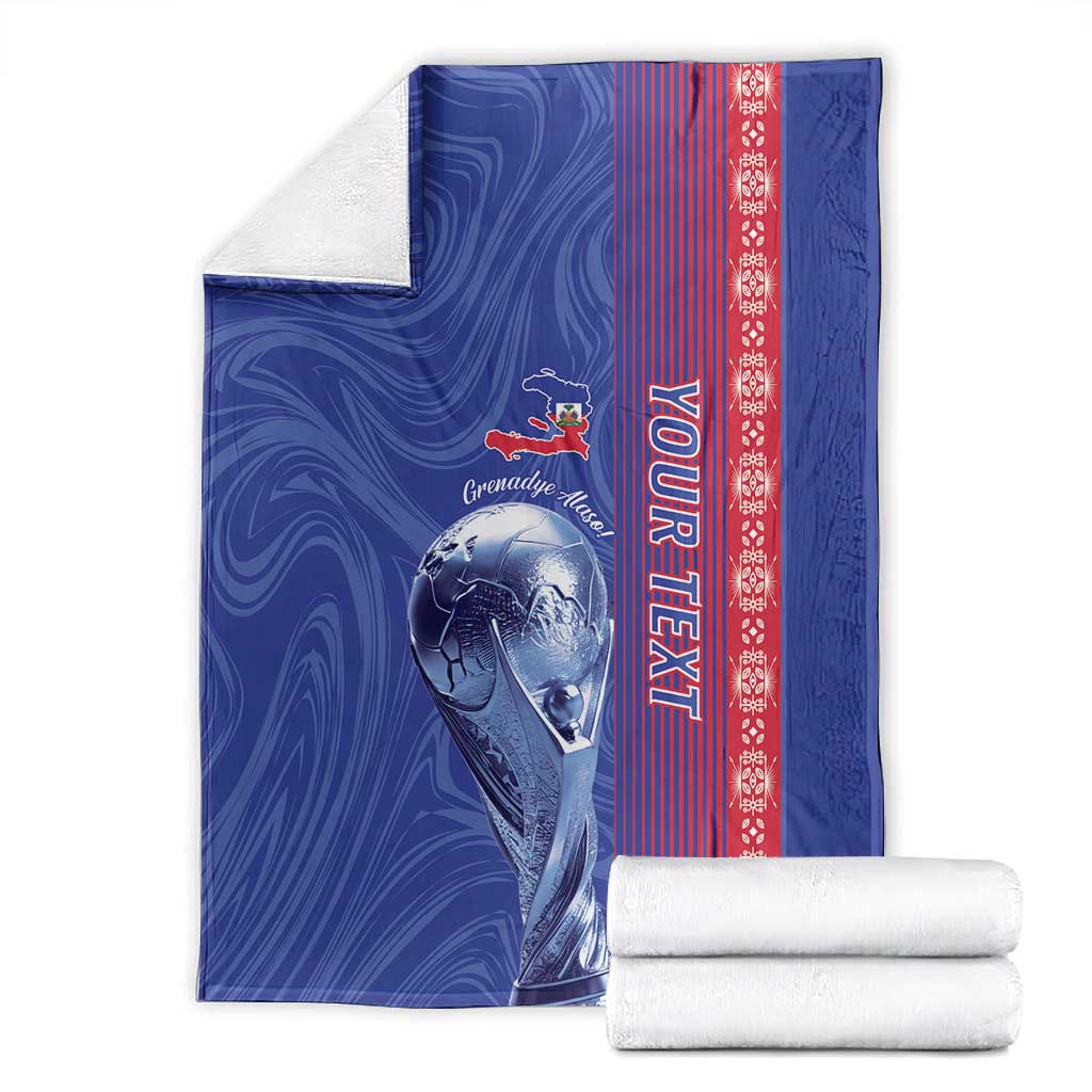 Custom Afro-Haiti Football Blanket 2026 Grenadye Alaso Blue Version - Wonder Print Shop