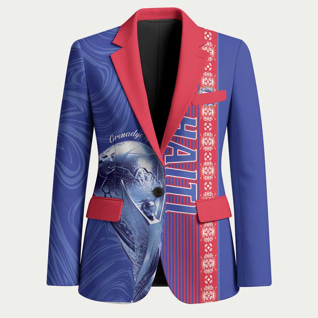 Custom Afro-Haiti Football Blazer 2026 Grenadye Alaso Blue Version - Wonder Print Shop