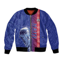 Custom Afro-Haiti Football Bomber Jacket 2026 Grenadye Alaso Blue Version - Wonder Print Shop