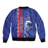 Custom Afro-Haiti Football Bomber Jacket 2026 Grenadye Alaso Blue Version - Wonder Print Shop