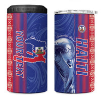 Custom Afro-Haiti Football 4 in 1 Can Cooler Tumbler 2026 Grenadye Alaso Blue Version - Wonder Print Shop