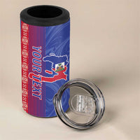 Custom Afro-Haiti Football 4 in 1 Can Cooler Tumbler 2026 Grenadye Alaso Blue Version - Wonder Print Shop