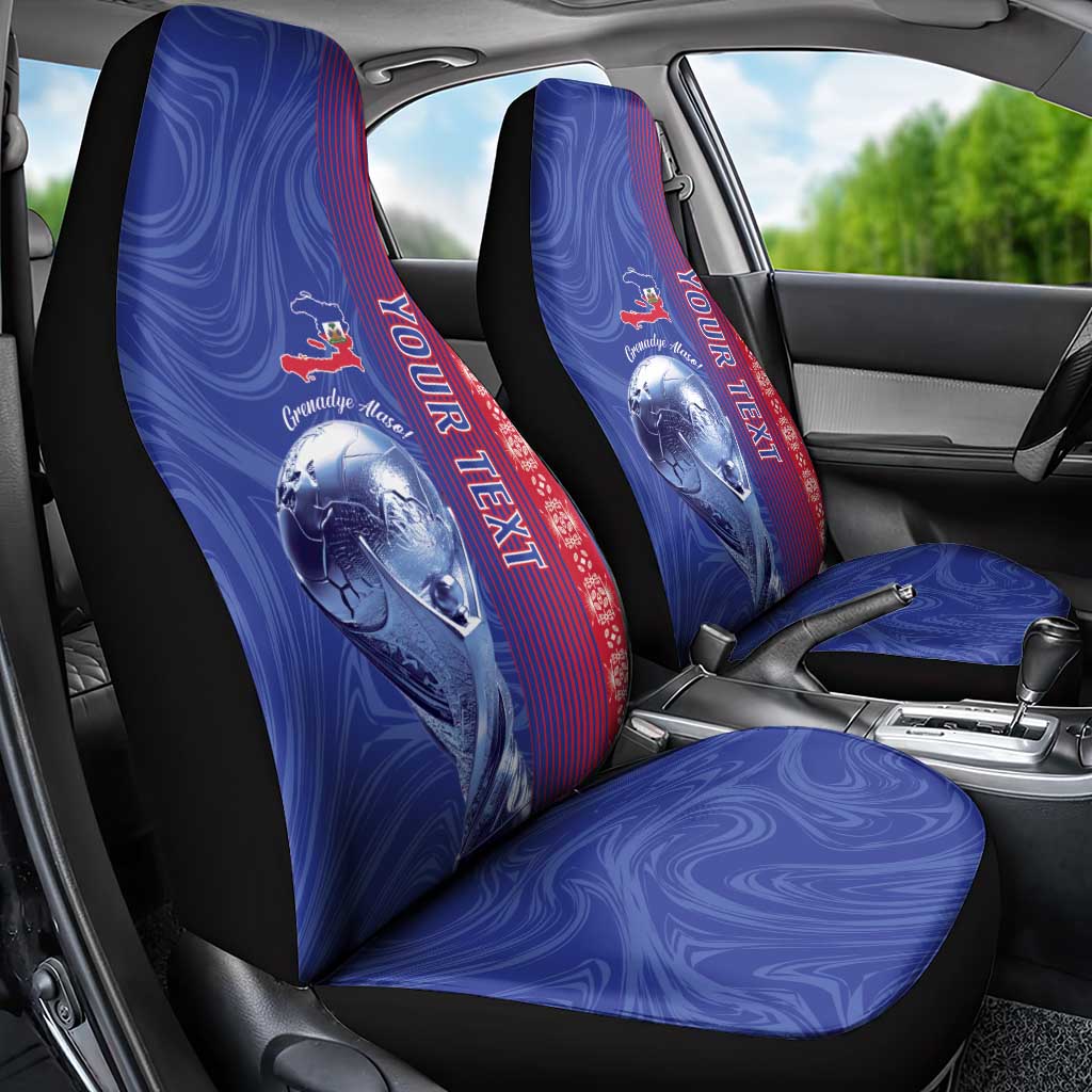 Custom Afro-Haiti Football Car Seat Cover 2026 Grenadye Alaso Blue Version - Wonder Print Shop