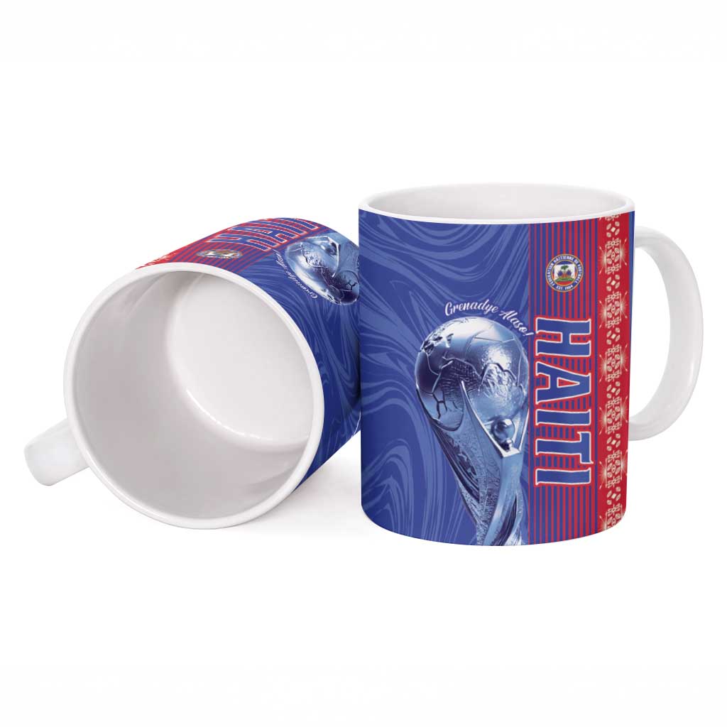 Custom Afro-Haiti Football Ceramic Mug 2026 Grenadye Alaso Blue Version - Wonder Print Shop