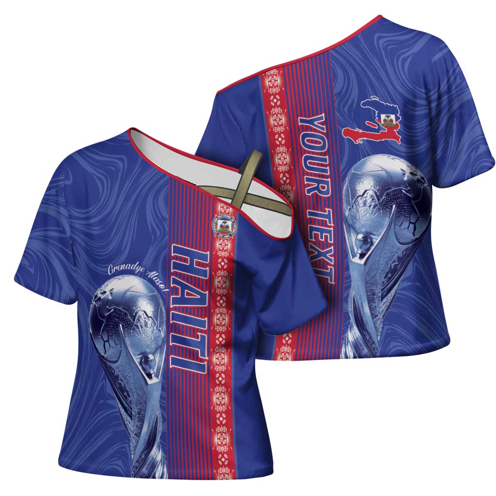 Custom Afro-Haiti Football Cross Shoulder Shirt 2026 Grenadye Alaso Blue Version - Wonder Print Shop