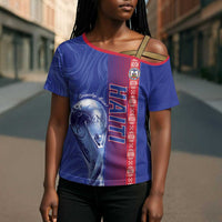 Custom Afro-Haiti Football Cross Shoulder Shirt 2026 Grenadye Alaso Blue Version - Wonder Print Shop