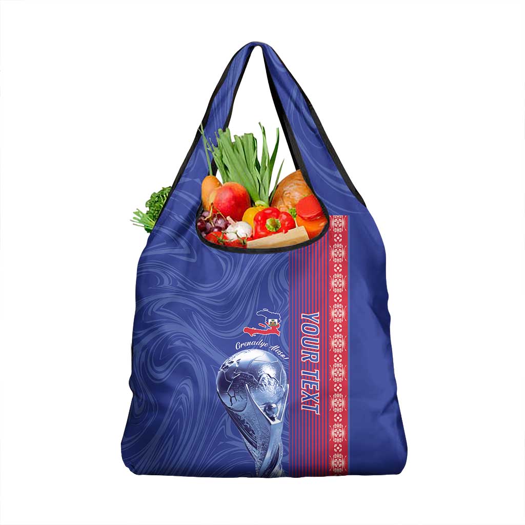 Custom Afro-Haiti Football Grocery Bag 2026 Grenadye Alaso Blue Version - Wonder Print Shop