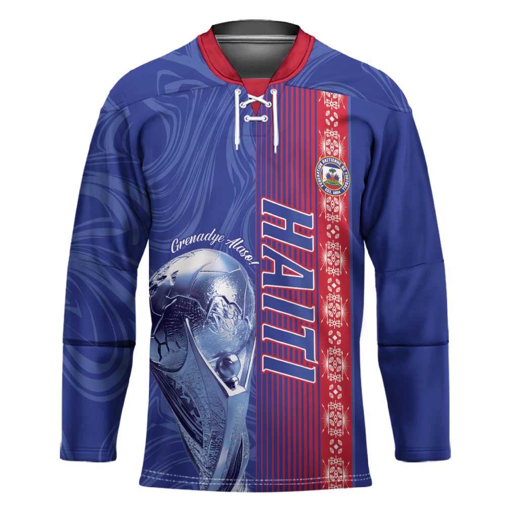 Custom Afro-Haiti Football Hockey Jersey 2026 Grenadye Alaso Blue Version - Wonder Print Shop