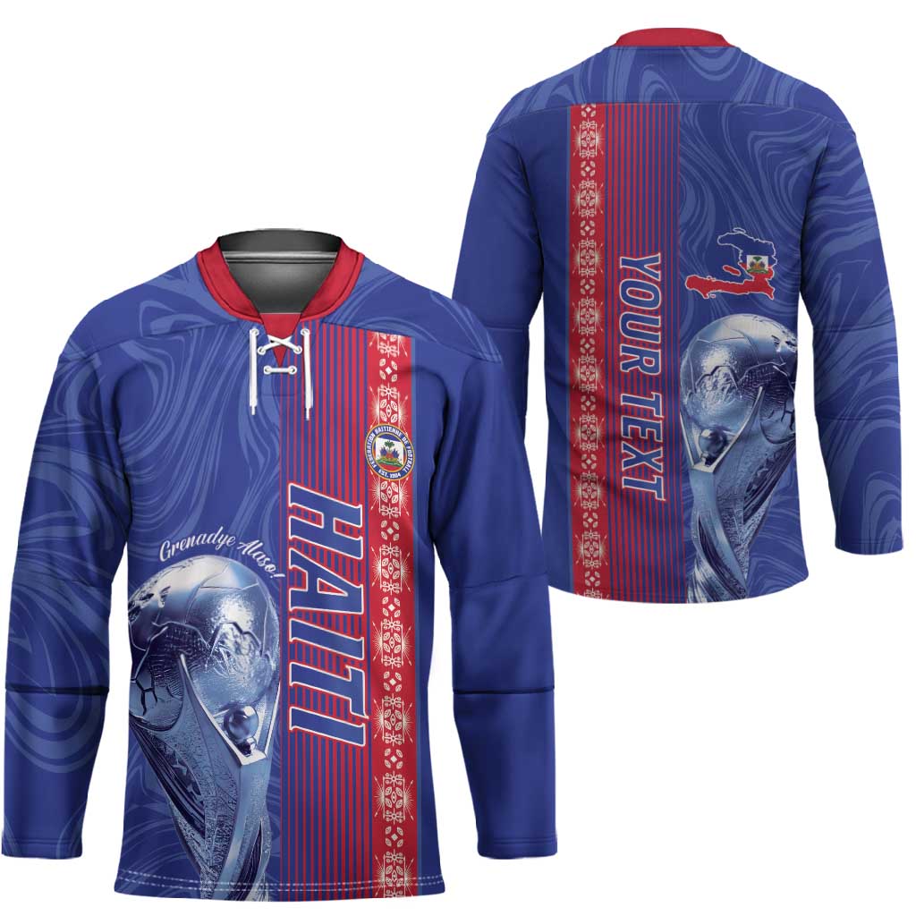 Custom Afro-Haiti Football Hockey Jersey 2026 Grenadye Alaso Blue Version - Wonder Print Shop