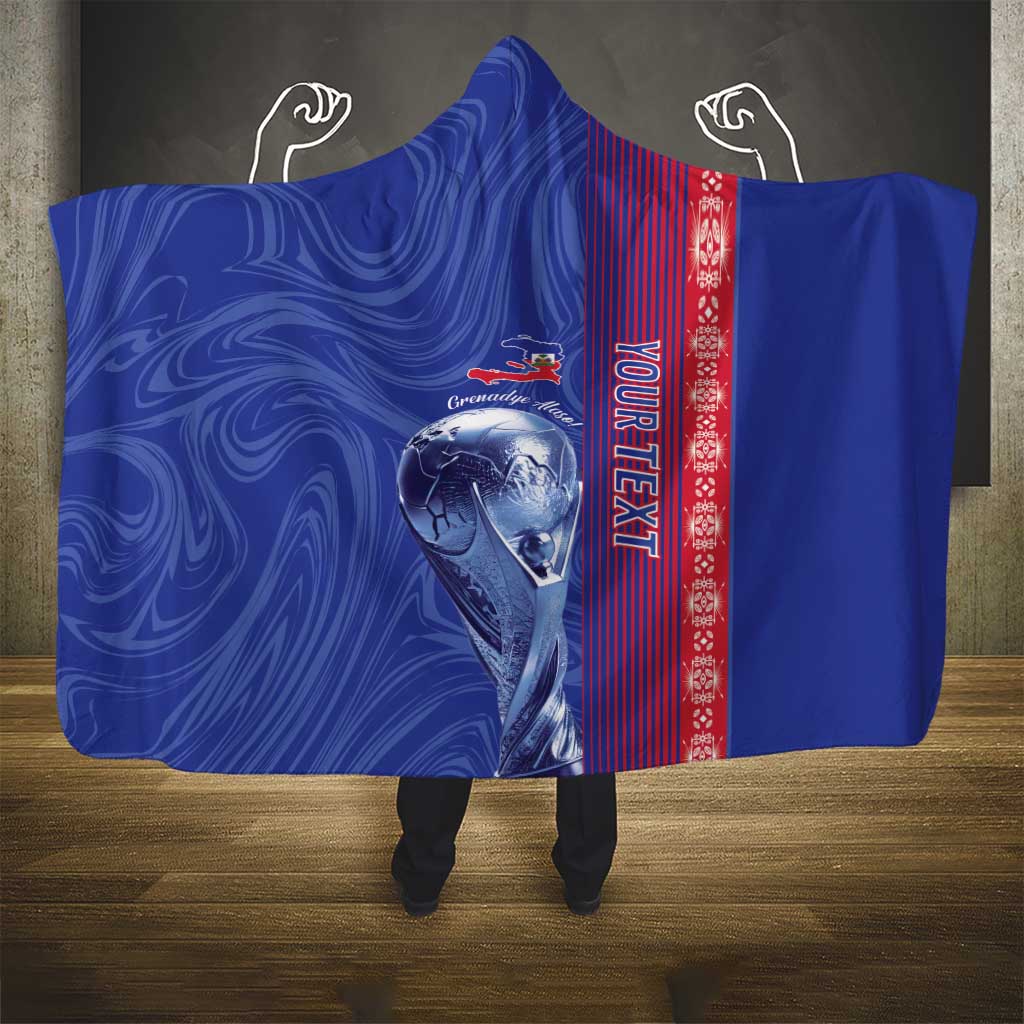 Custom Afro-Haiti Football Hooded Blanket 2026 Grenadye Alaso Blue Version - Wonder Print Shop