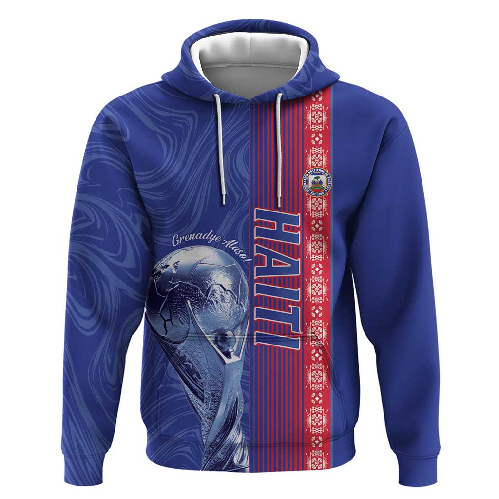 Custom Afro-Haiti Football Hoodie 2026 Grenadye Alaso Blue Version - Wonder Print Shop