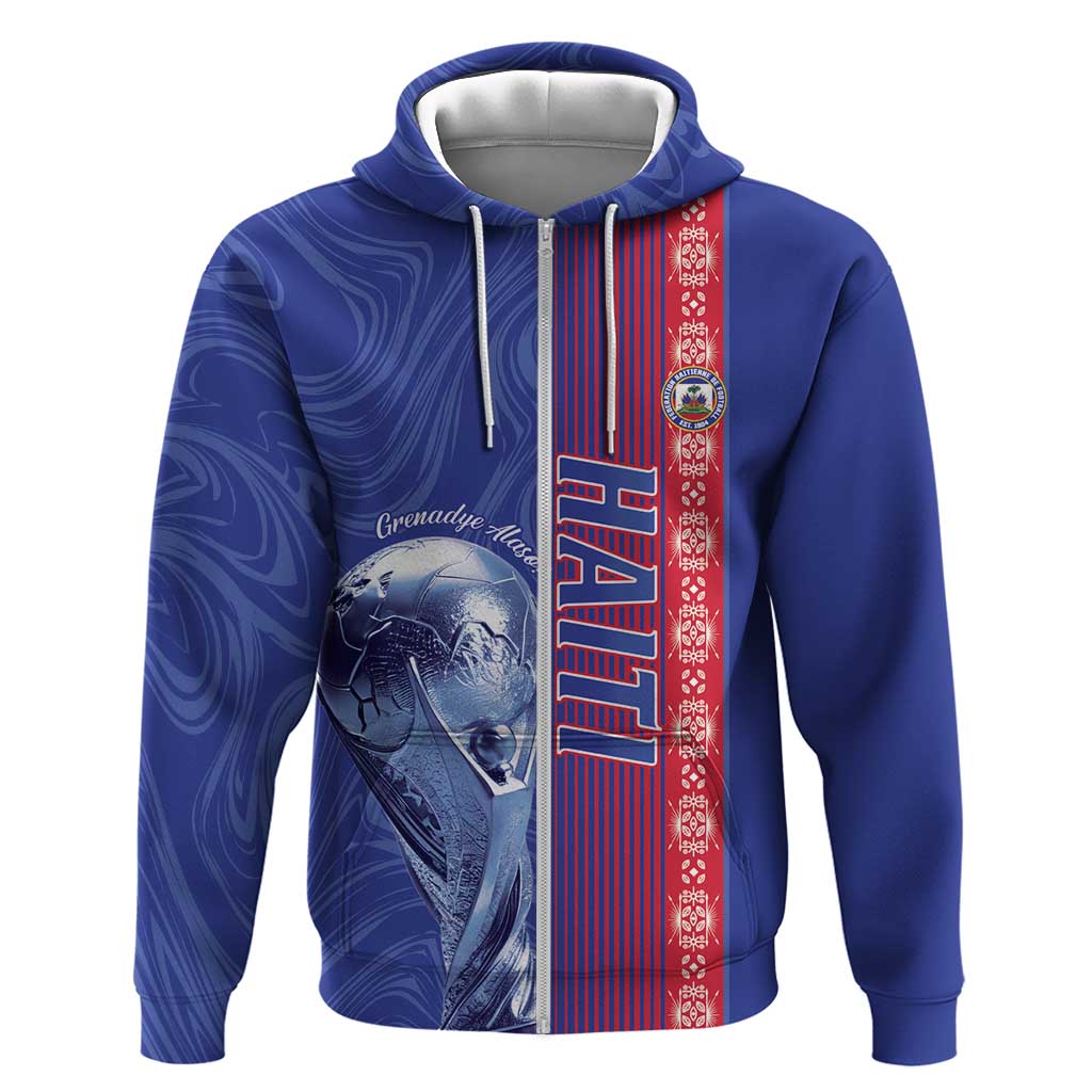 Custom Afro-Haiti Football Hoodie 2026 Grenadye Alaso Blue Version - Wonder Print Shop