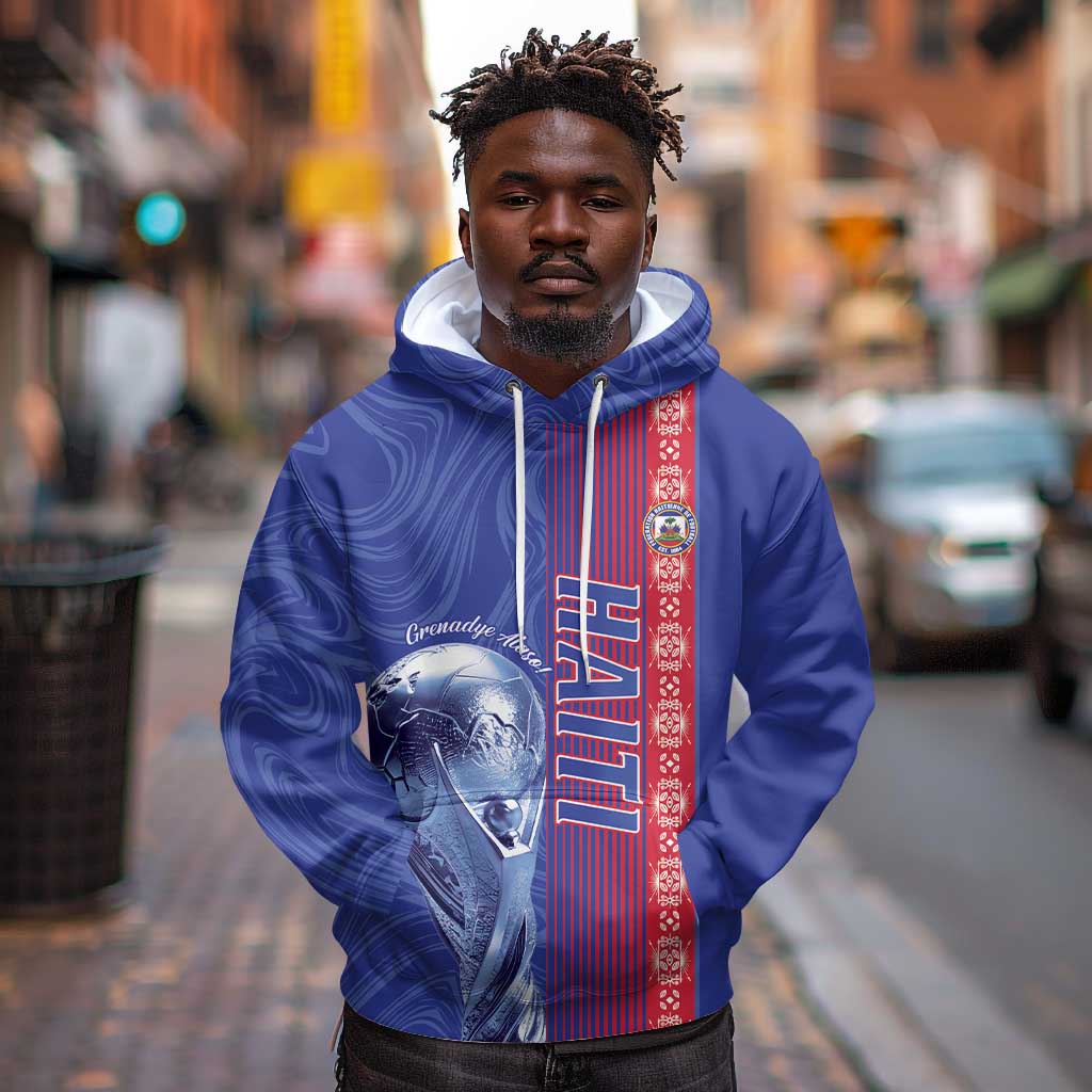 Custom Afro-Haiti Football Hoodie 2026 Grenadye Alaso Blue Version - Wonder Print Shop