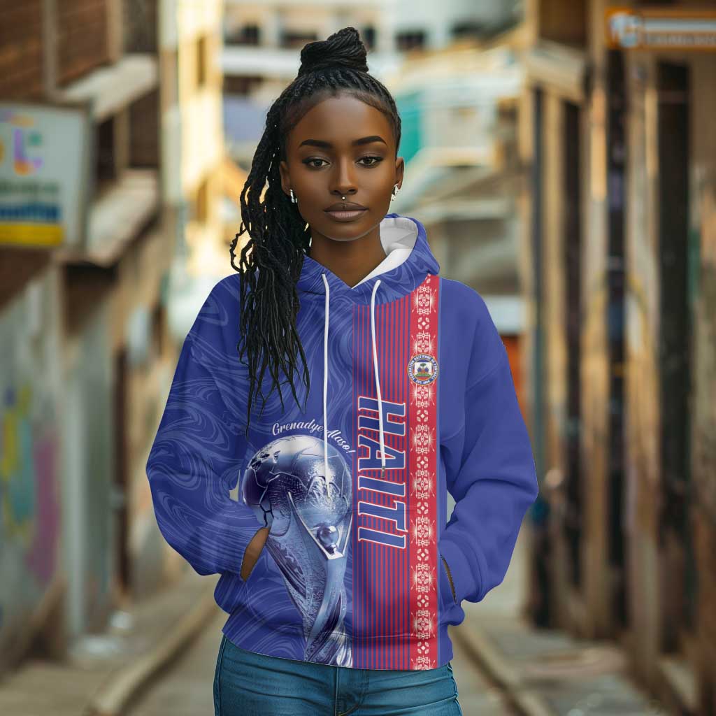 Custom Afro-Haiti Football Hoodie 2026 Grenadye Alaso Blue Version - Wonder Print Shop